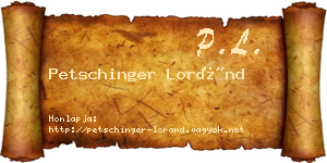 Petschinger Loránd névjegykártya